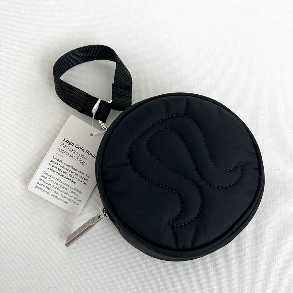 Lululemon Athletica Logo Coin Pouch Black Silver NEW